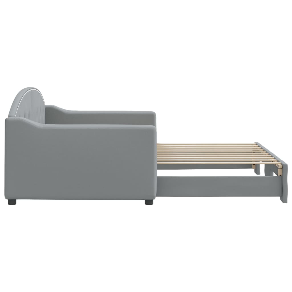 Slaapbank Stof 90 x 190 cm Lichtgrijs met onderschuifbed