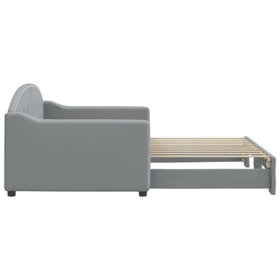Slaapbank Stof 90 x 190 cm Lichtgrijs met onderschuifbed