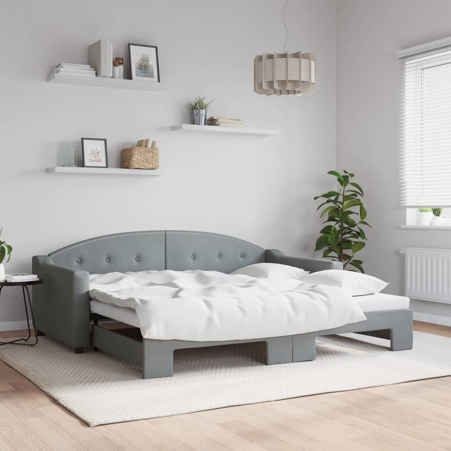 Slaapbank Stof 90 x 190 cm Lichtgrijs met onderschuifbed