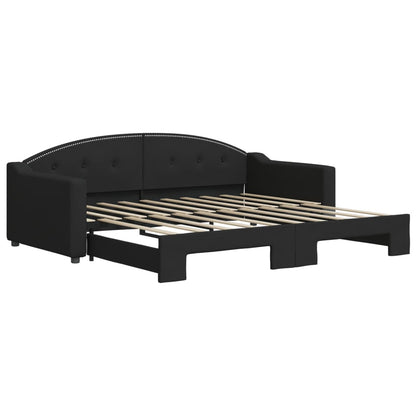 Slaapbank Stof 90 x 190 cm Zwart met onderschuifbed