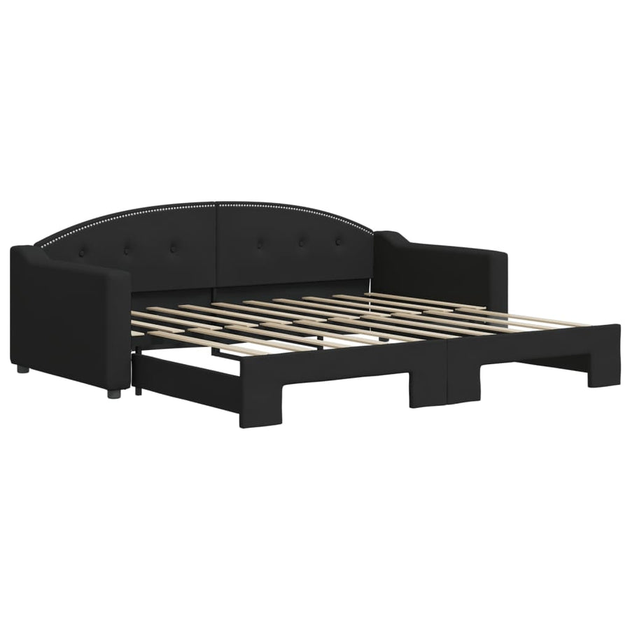 Slaapbank Stof 90 x 190 cm Zwart met onderschuifbed