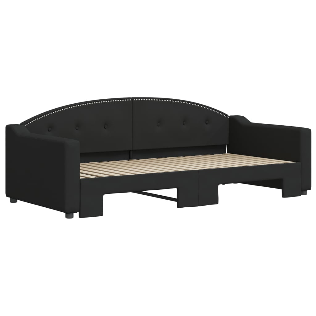 Slaapbank Stof 90 x 190 cm Zwart met onderschuifbed
