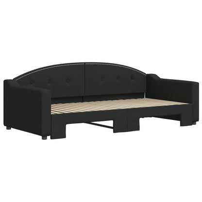 Slaapbank Stof 90 x 190 cm Zwart met onderschuifbed