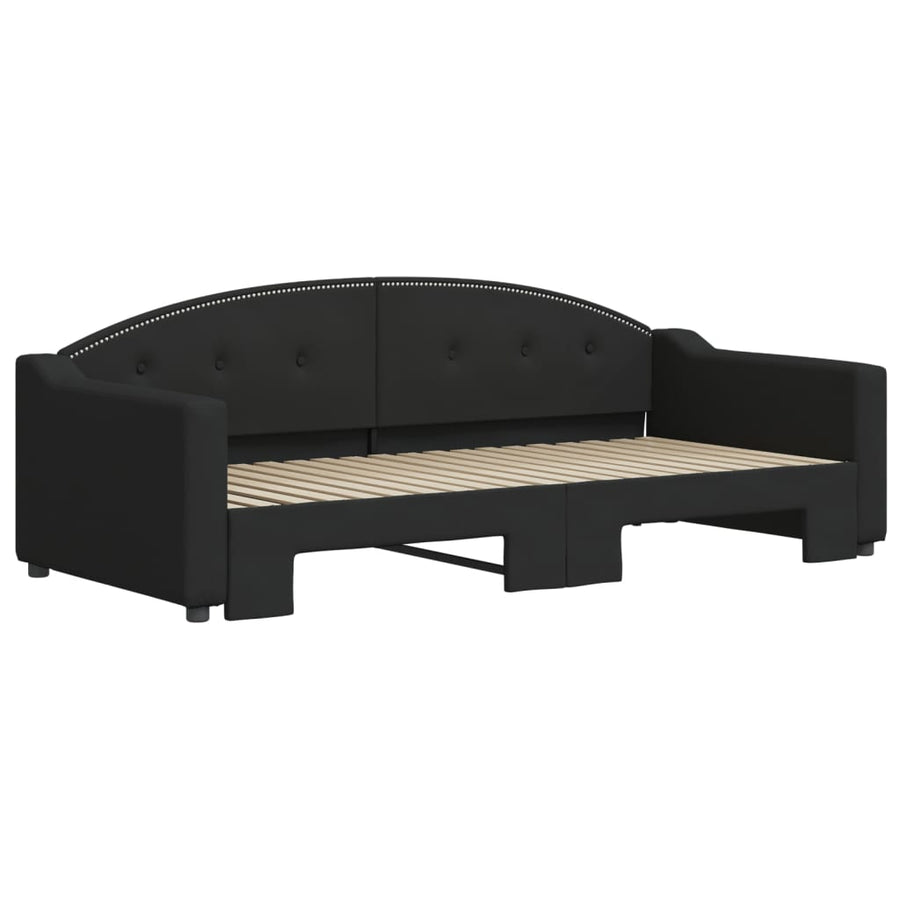 Slaapbank Stof 90 x 190 cm Zwart met onderschuifbed