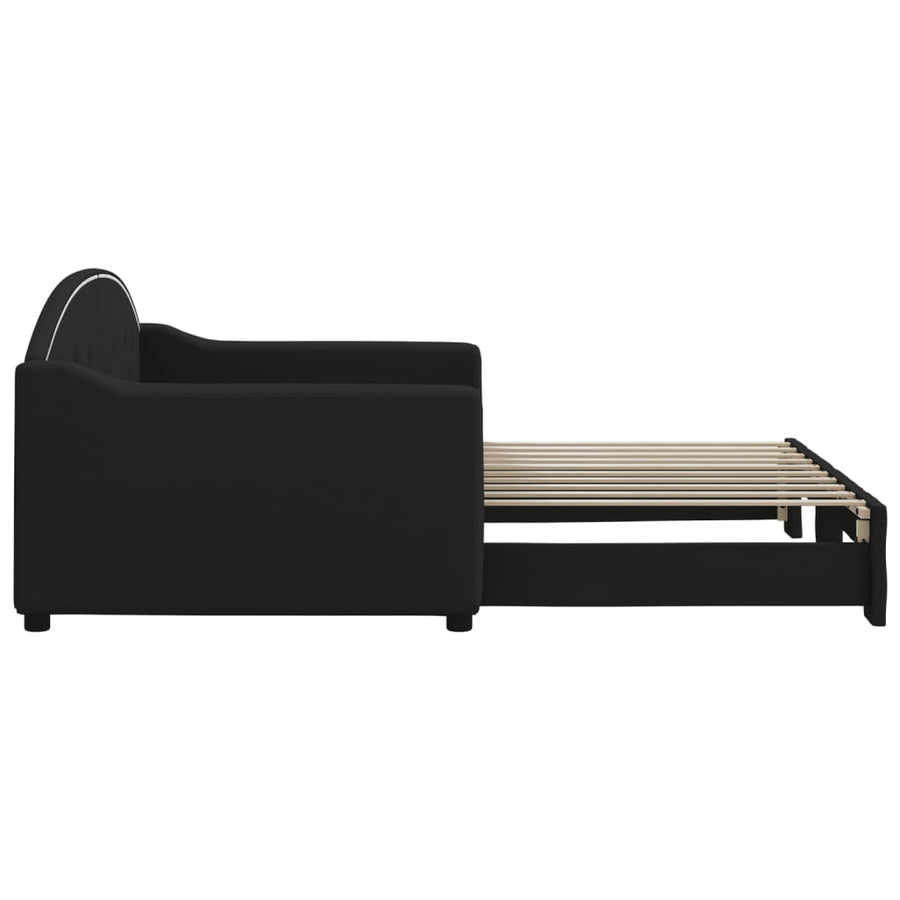 Slaapbank Stof 90 x 190 cm Zwart met onderschuifbed