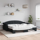 Slaapbank met onderschuifbed 90x190 cm stof zwart