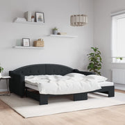 Slaapbank met onderschuifbed 90x190 cm stof zwart