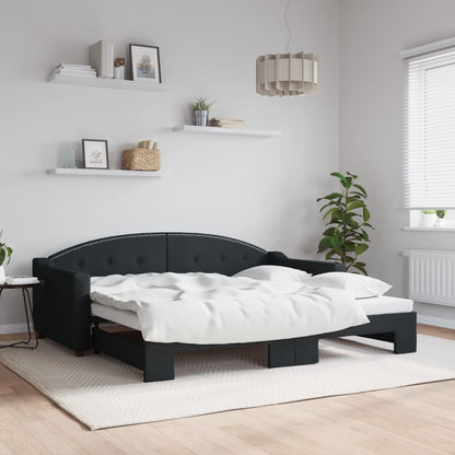 Slaapbank Stof 90 x 190 cm Zwart met onderschuifbed