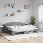 Slaapbank onderschuifbed 80x200 cm stof lichtgrijs