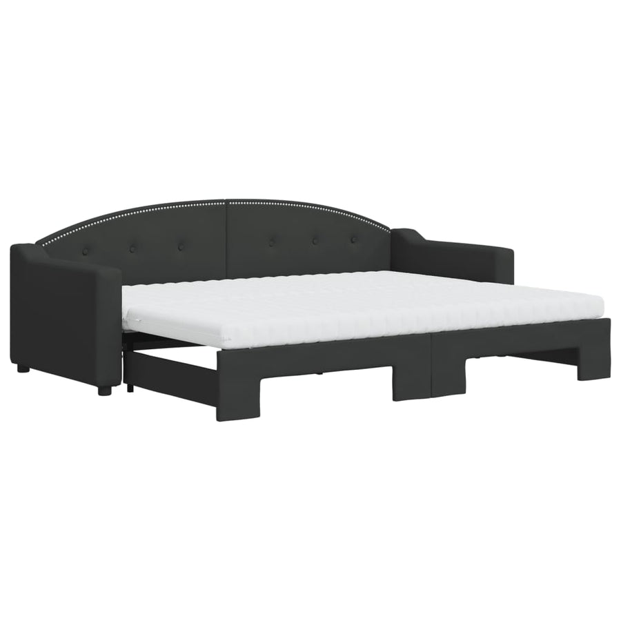 Slaapbank Sen Stof 80 x 200 cm Zwart met onderschuifbed en matras