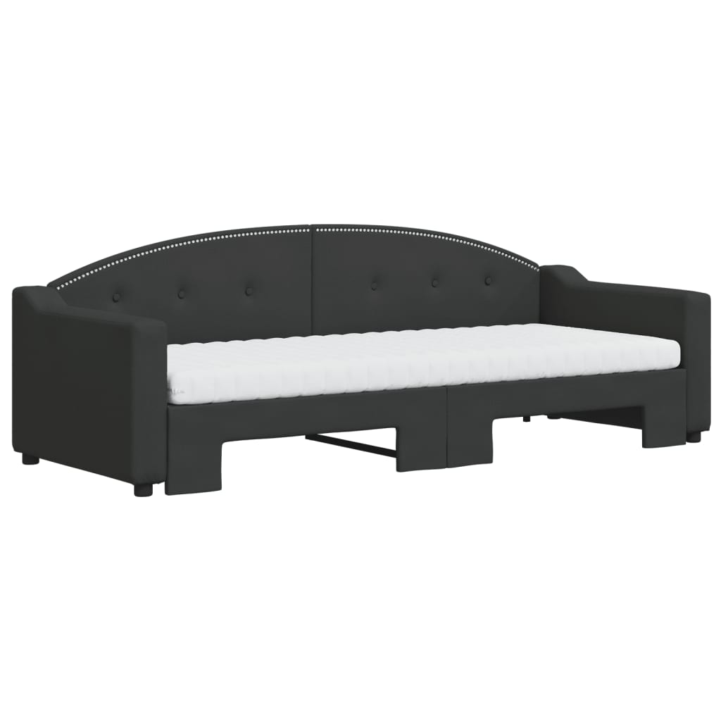 Slaapbank Sen Stof 80 x 200 cm Zwart met onderschuifbed en matras