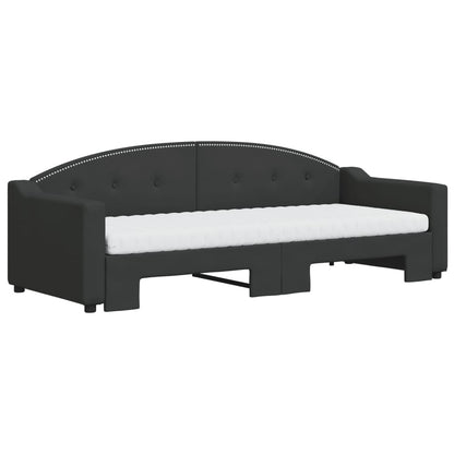 Slaapbank Sen Stof 80 x 200 cm Zwart met onderschuifbed en matras