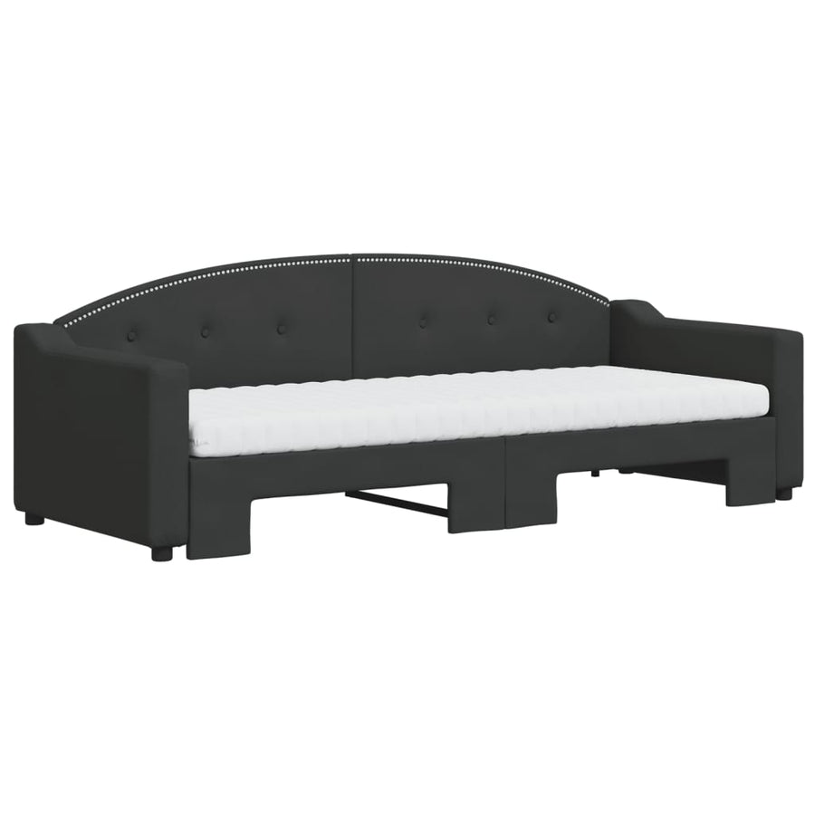 Slaapbank Sen Stof 80 x 200 cm Zwart met onderschuifbed en matras