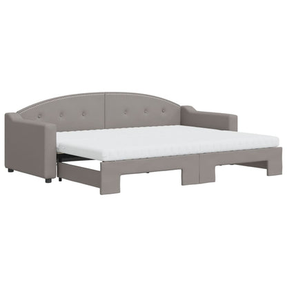 Slaapbank Sen Stof 80 x 200 cm Taupe met onderschuifbed en matras