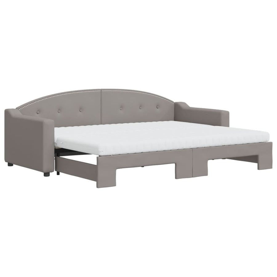 Slaapbank Sen Stof 80 x 200 cm Taupe met onderschuifbed en matras
