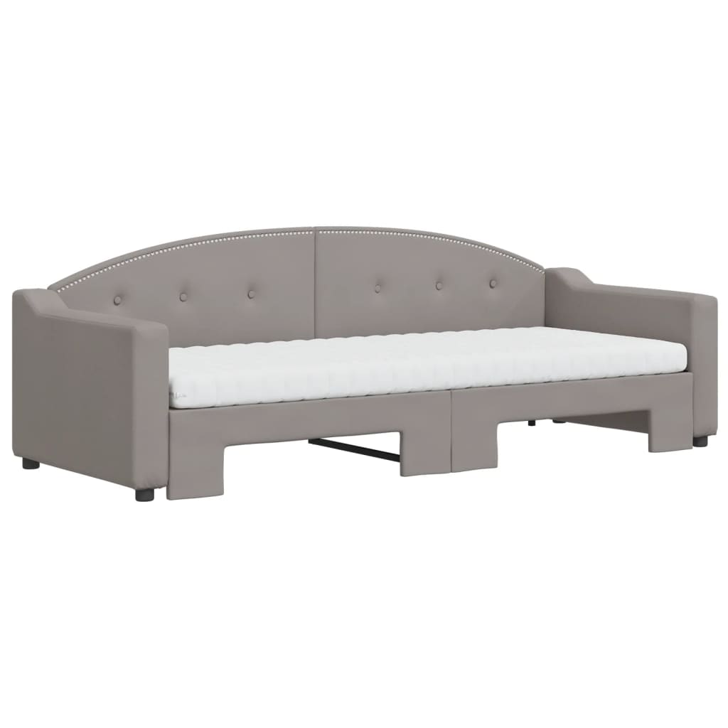 Slaapbank Sen Stof 80 x 200 cm Taupe met onderschuifbed en matras