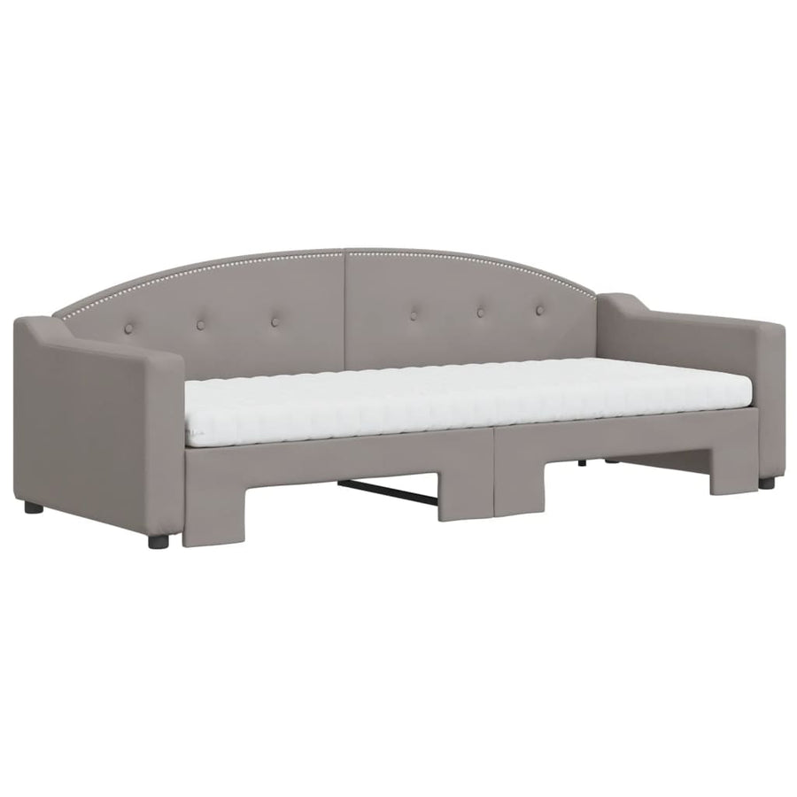 Slaapbank Sen Stof 80 x 200 cm Taupe met onderschuifbed en matras