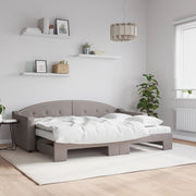 Slaapbank 80x200 cm taupe met onderschuifbed