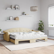 Slaapbank onderschuifbed 80x200 cm stof crème