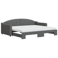 Slaapbank Onderschuifbed Matrassen Stof 90 x 200 cm Donkergrijs met onderschuifbed en matras