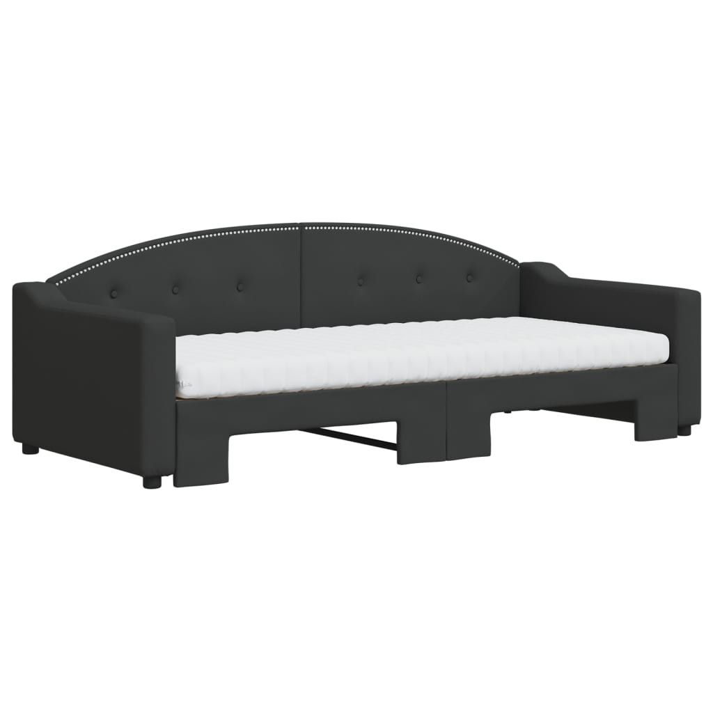 Slaapbank Sen Stof 90 x 200 cm Zwart met onderschuifbed en matras