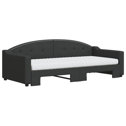 Slaapbank Sen Stof 90 x 200 cm Zwart met onderschuifbed en matras