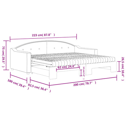Slaapbank Sen Stof 90 x 200 cm Zwart met onderschuifbed en matras