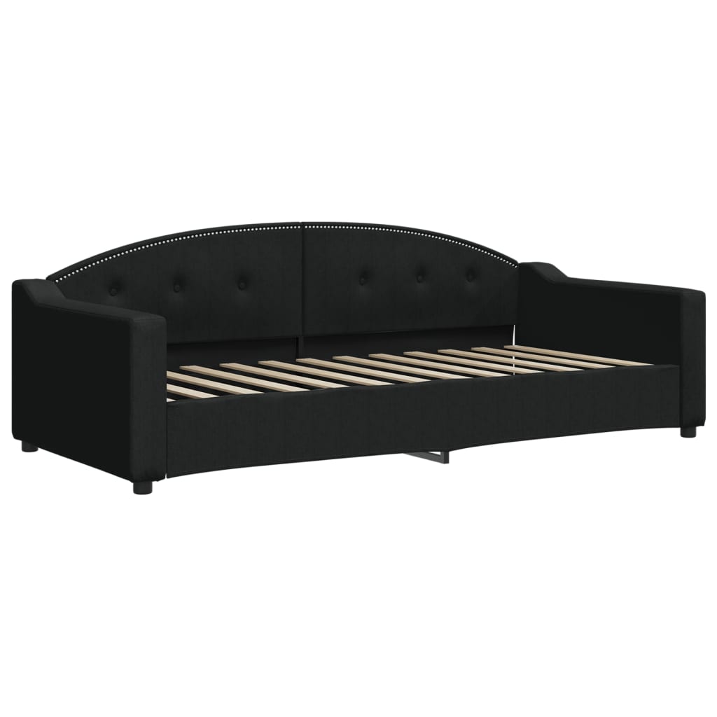 Slaapbank Sen Stof 90 x 200 cm Zwart met onderschuifbed en matras