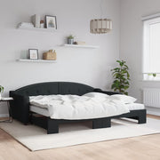 Slaapbank met onderschuifbed 90x200 cm stof zwart