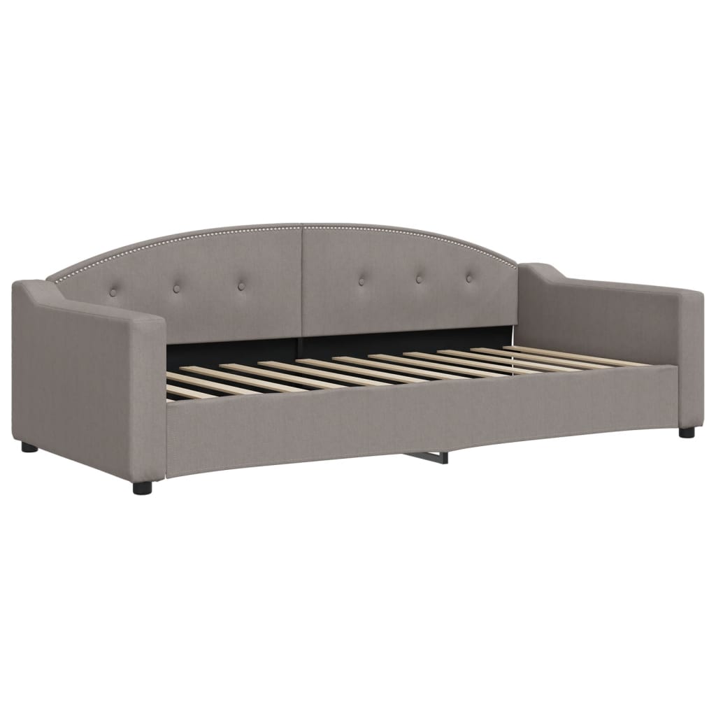 Slaapbank Met Onderschuifbed En Matrassen 90X200 Cm Stof Taupe Taupe 90 x 200 cm