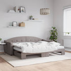 Slaapbank Met Onderschuifbed En Matrassen 90X200 Cm Stof Taupe Taupe 90 x 200 cm