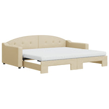 Slaapbank Sen Stof 90 x 200 cm Crème met onderschuifbed en matras