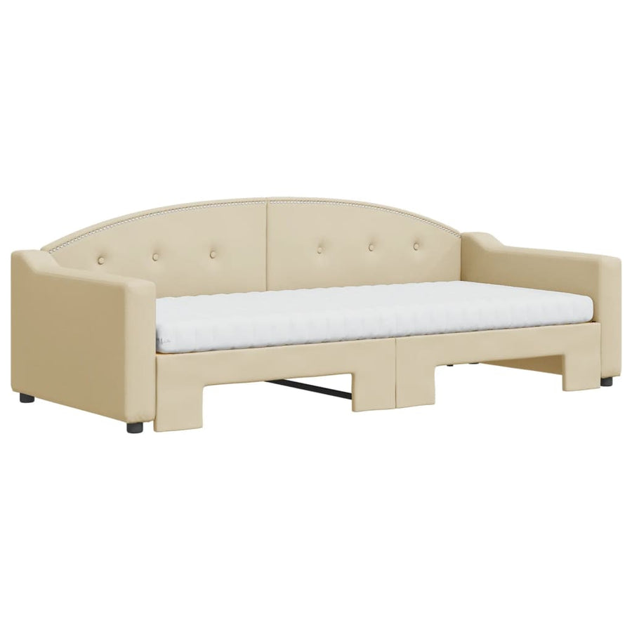 Slaapbank Sen Stof 90 x 200 cm Crème met onderschuifbed en matras