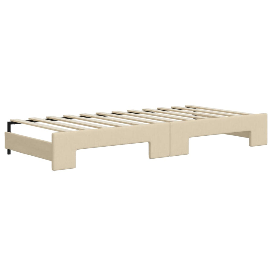 Slaapbank Sen Stof 90 x 200 cm Crème met onderschuifbed en matras