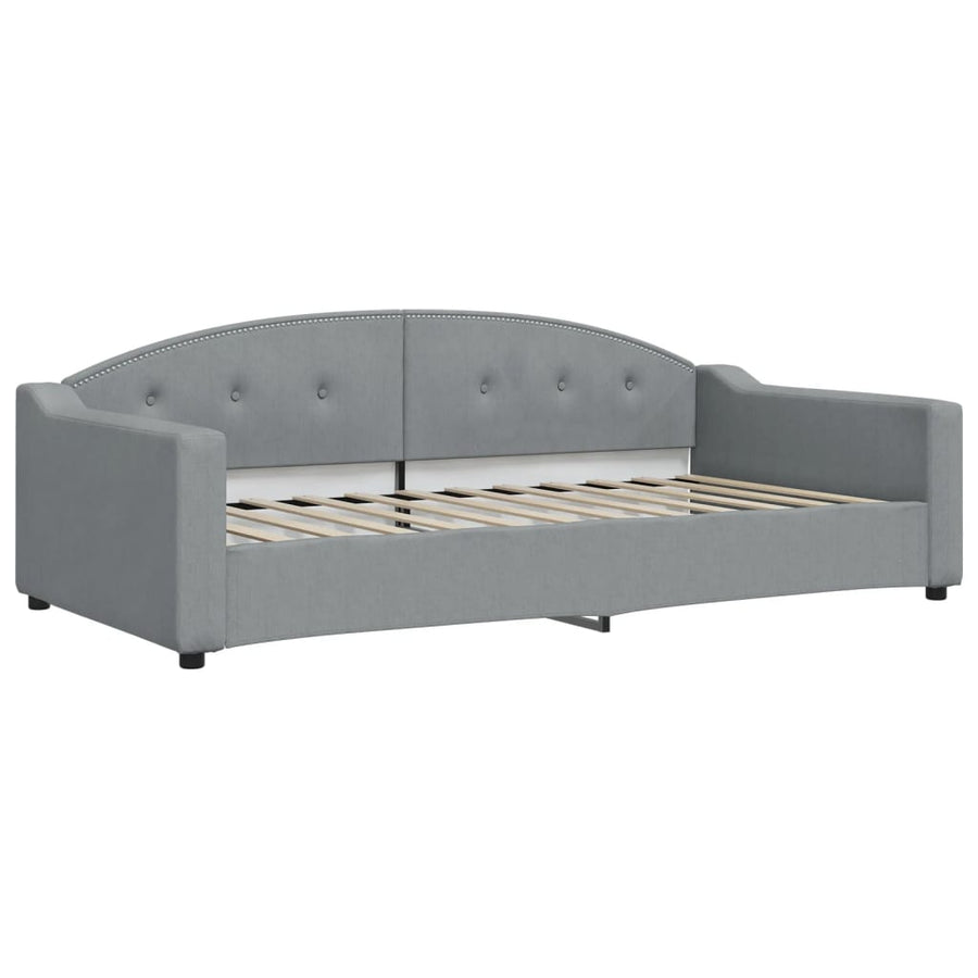 Slaapbank Onderschuifbed Matrassen Stof 100 x 200 cm Lichtgrijs met onderschuifbed en matras