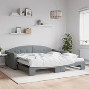 Slaapbank onderschuifbed 100x200 cm stof lichtgrijs