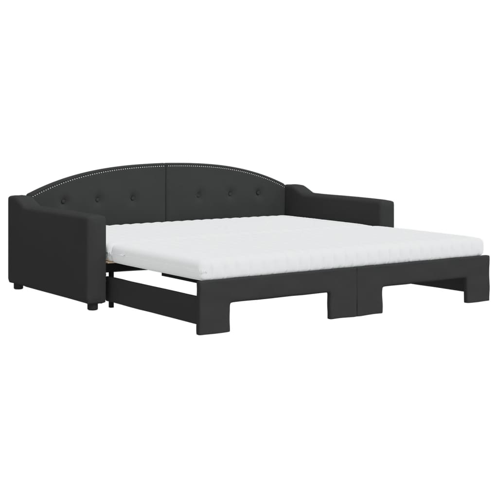 Slaapbank Sen Stof 100 x 200 cm Zwart met onderschuifbed en matras