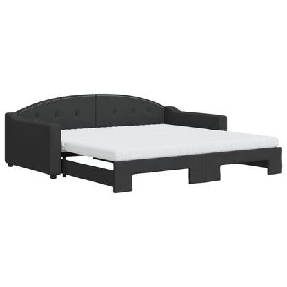 Slaapbank Sen Stof 100 x 200 cm Zwart met onderschuifbed en matras