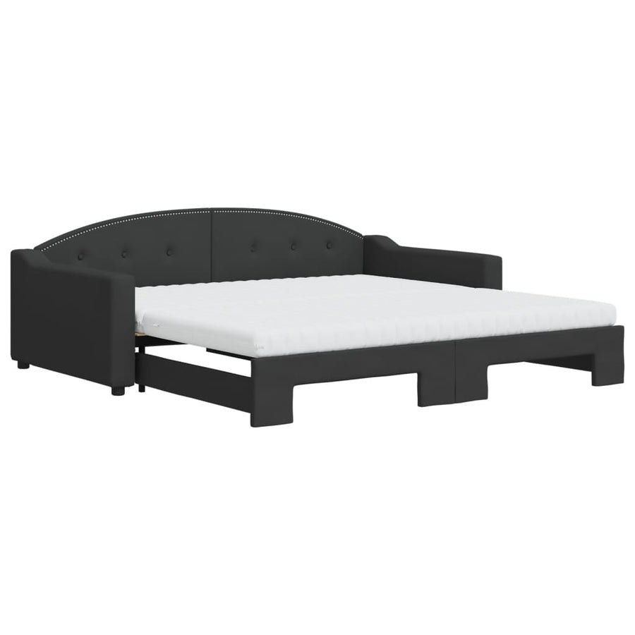 Slaapbank Sen Stof 100 x 200 cm Zwart met onderschuifbed en matras