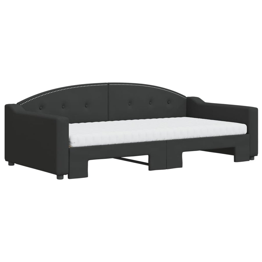 Slaapbank Sen Stof 100 x 200 cm Zwart met onderschuifbed en matras