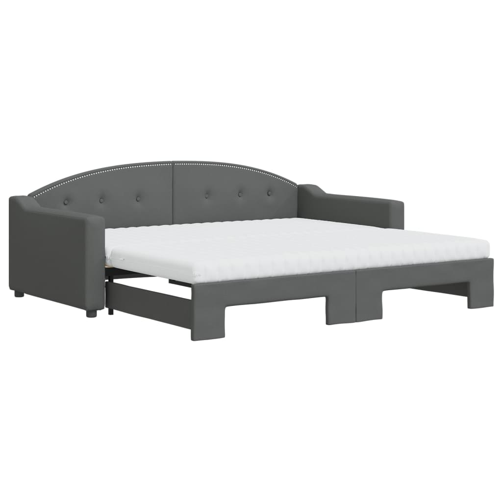 Slaapbank Onderschuifbed Matrassen Stof Donkergroen 90 x 190 cm