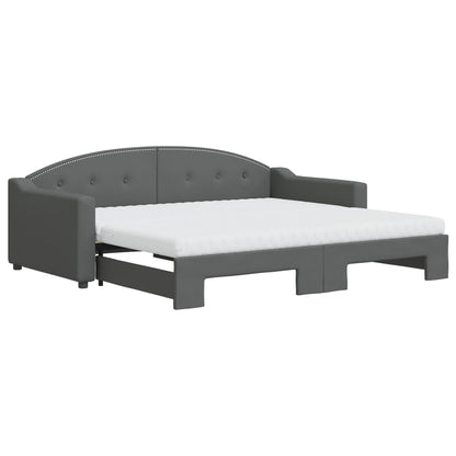 Slaapbank Onderschuifbed Matrassen Stof Donkergroen 90 x 190 cm