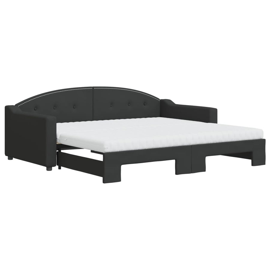 Slaapbank Sen Stof 90 x 190 cm Zwart met onderschuifbed en matras