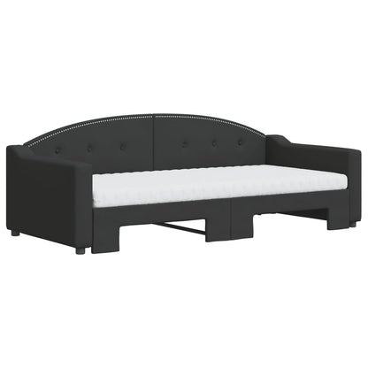 Slaapbank Sen Stof 90 x 190 cm Zwart met onderschuifbed en matras