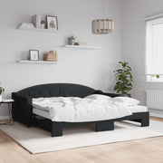 Slaapbank met onderschuifbed 90x190 cm stof zwart