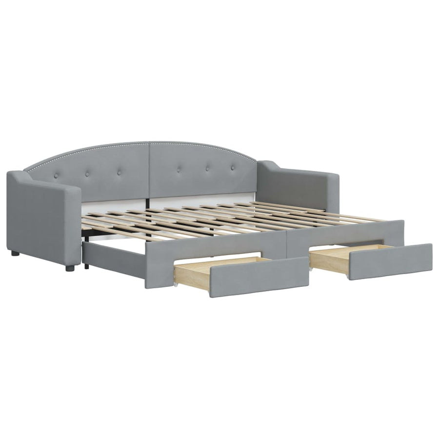 Slaapbank S Stof 80 x 200 cm Lichtgrijs met onderschuifbed en lade