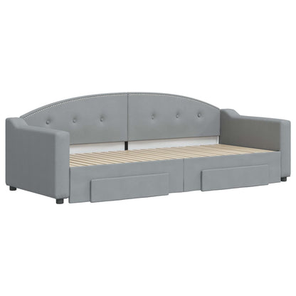 Slaapbank S Stof 80 x 200 cm Lichtgrijs met onderschuifbed en lade