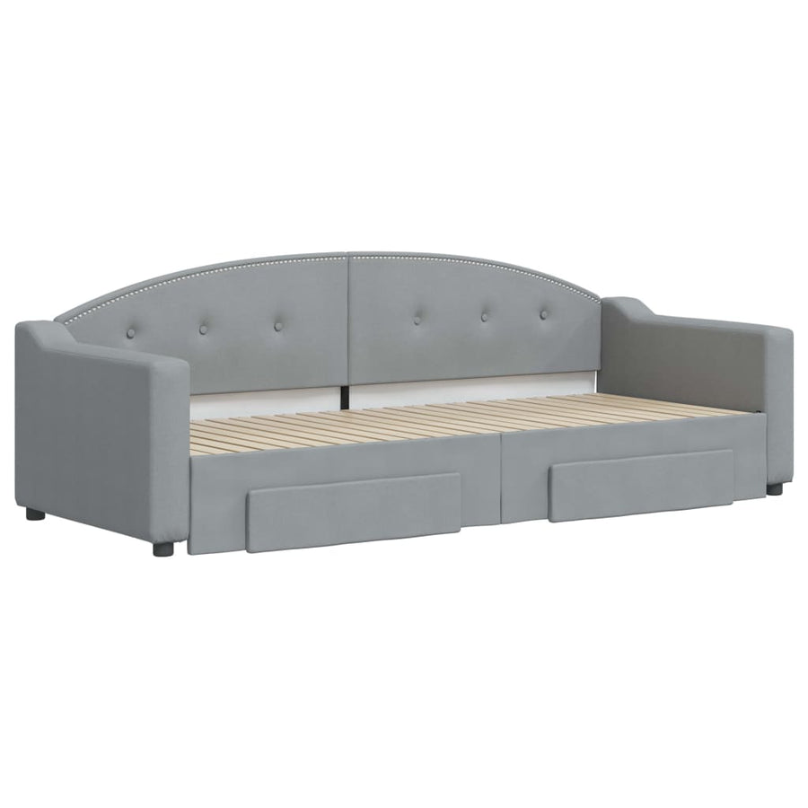 Slaapbank S Stof 80 x 200 cm Lichtgrijs met onderschuifbed en lade