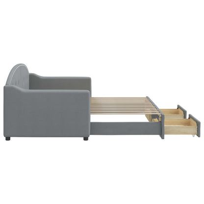 Slaapbank S Stof 80 x 200 cm Lichtgrijs met onderschuifbed en lade