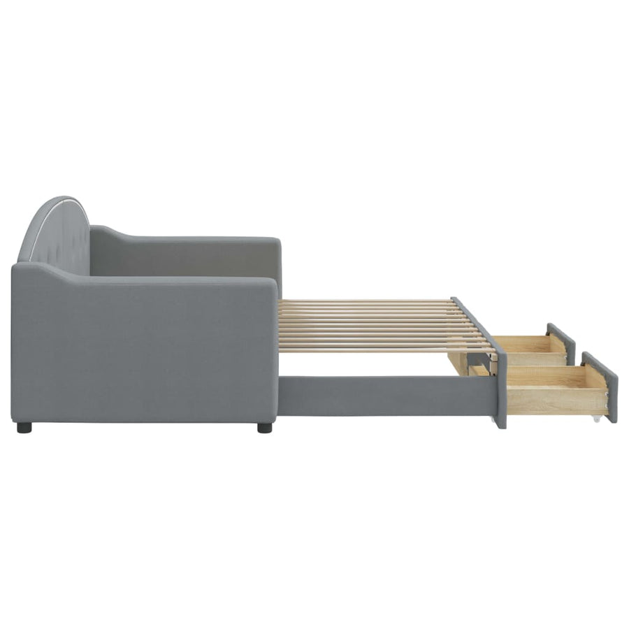 Slaapbank S Stof 80 x 200 cm Lichtgrijs met onderschuifbed en lade